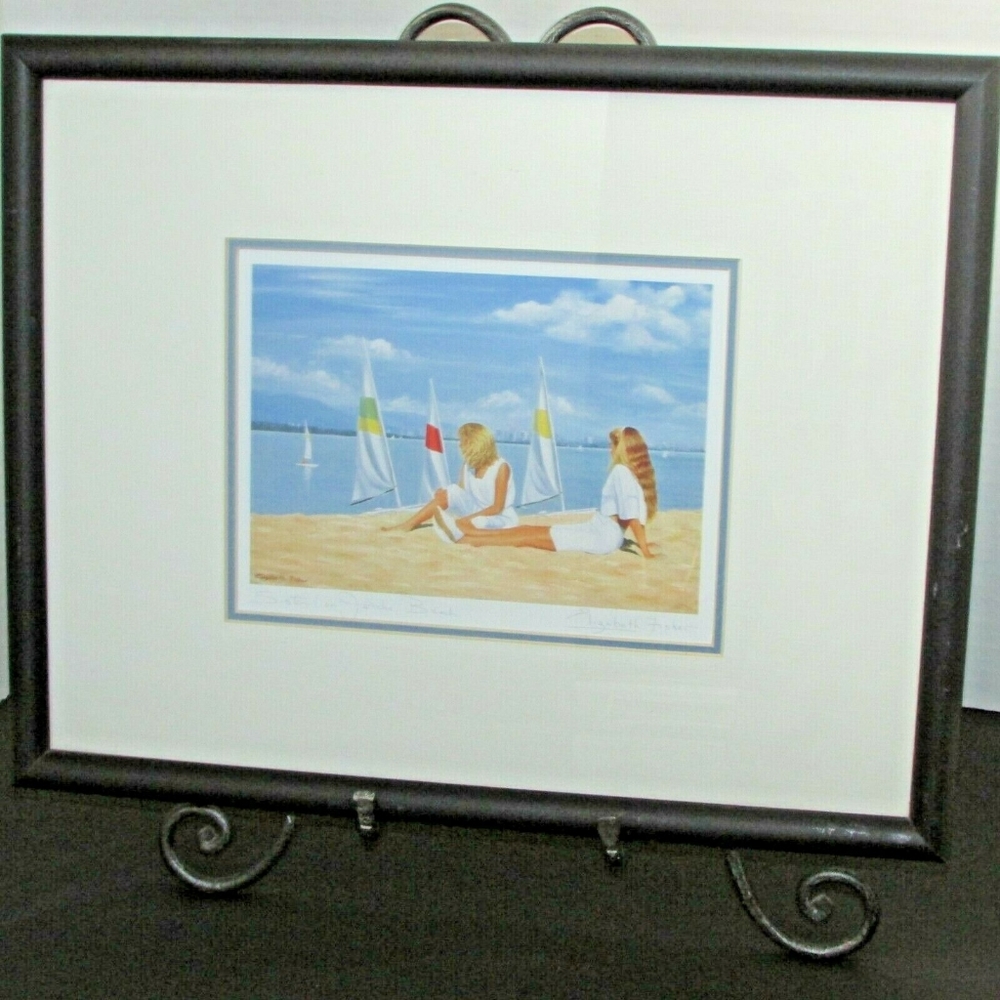 Sisters On Jericho Beach Framed Print Elizabeth Fisher Art Coastal Cottage Decor